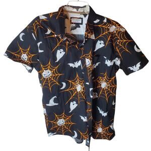Eighth Avenue Collared Button Down Shirt, Halloween Motif, Size Large, NWT